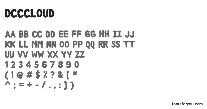 Fuente DccCloud - alfabeto, números, caracteres especiales