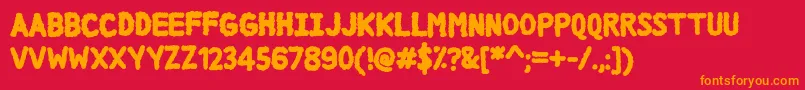 DccCloud-Schriftart – Orangefarbene Schriften auf rotem Hintergrund