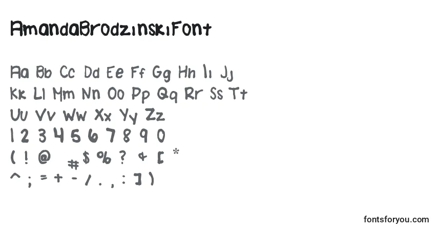 Czcionka AmandaBrodzinskiFont – alfabet, cyfry, specjalne znaki