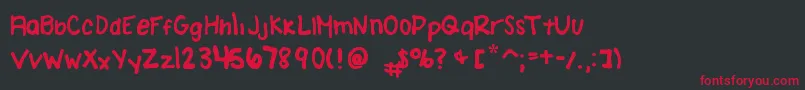 フォントAmandaBrodzinskiFont – 黒い背景に赤い文字