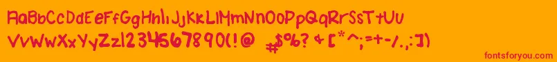 AmandaBrodzinskiFont-Schriftart – Rote Schriften auf orangefarbenem Hintergrund