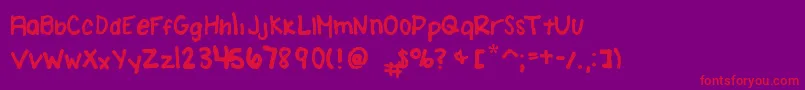 フォントAmandaBrodzinskiFont – 紫の背景に赤い文字