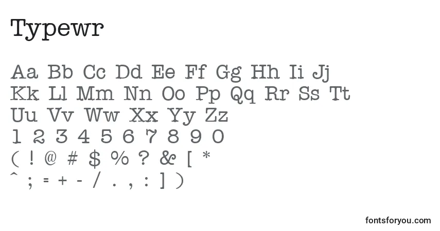 Fuente Typewr - alfabeto, números, caracteres especiales