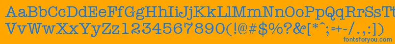 Typewr-Schriftart – Blaue Schriften auf orangefarbenem Hintergrund