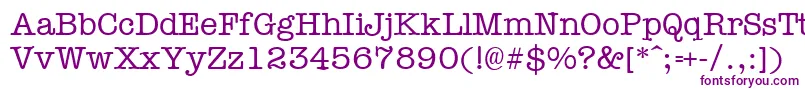 Typewr-Schriftart – Violette Schriften auf weißem Hintergrund