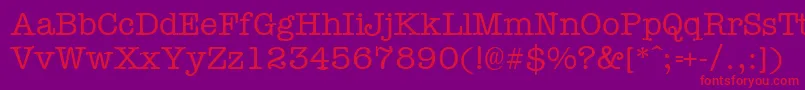 Typewr-Schriftart – Rote Schriften auf violettem Hintergrund