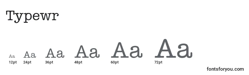 Größen der Schriftart Typewr