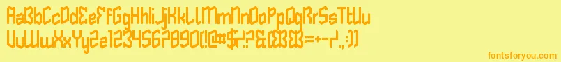 フォントButterflyReflect – オレンジの文字が黄色の背景にあります。