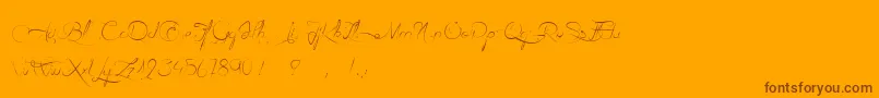 AilEtFinesHerbes-Schriftart – Braune Schriften auf orangefarbenem Hintergrund