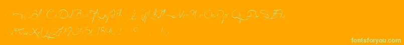 AilEtFinesHerbes-Schriftart – Grüne Schriften auf orangefarbenem Hintergrund