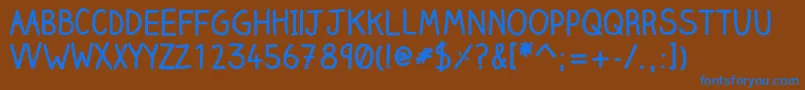 Clairehandbold-Schriftart – Blaue Schriften auf braunem Hintergrund