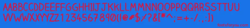 Clairehandbold Font – Red Fonts on Blue Background