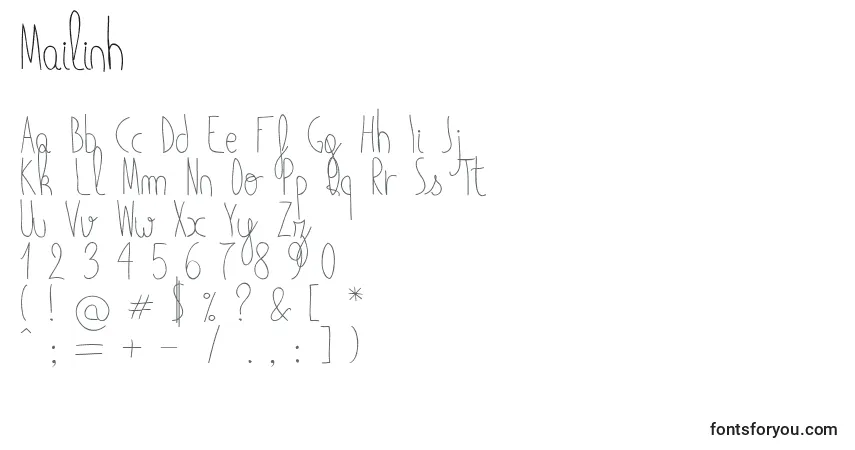 Schriftart Mailinh – Alphabet, Zahlen, spezielle Symbole