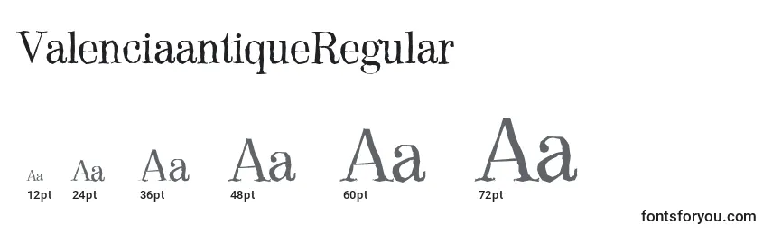 Размеры шрифта ValenciaantiqueRegular
