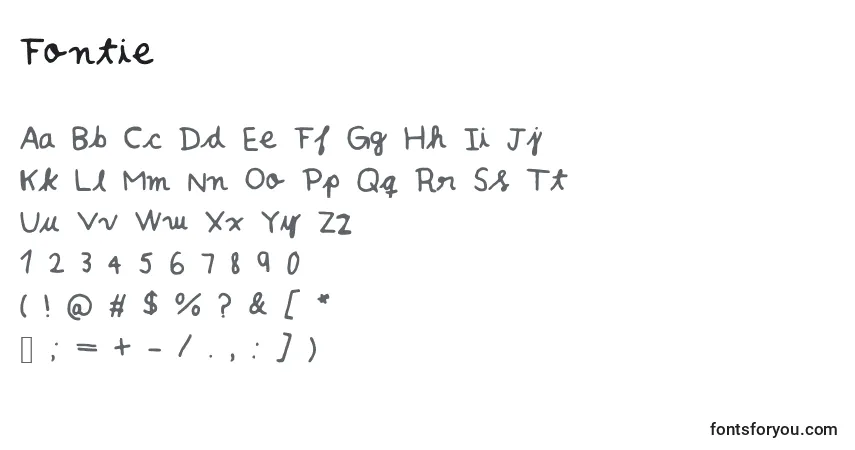 Шрифт Fontie – алфавит, цифры, специальные символы