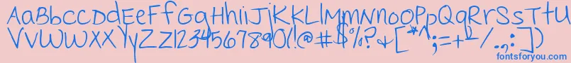 CedarvillePnkfun1Print-fontti – siniset fontit vaaleanpunaisella taustalla