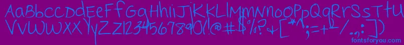 CedarvillePnkfun1Print-fontti – siniset fontit violetilla taustalla