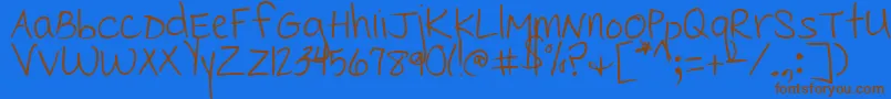CedarvillePnkfun1Print-fontti – ruskeat fontit sinisellä taustalla
