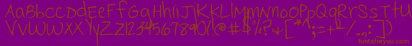 CedarvillePnkfun1Print-fontti – ruskeat fontit violetilla taustalla