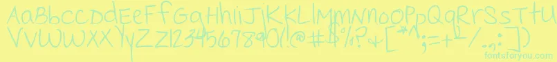 CedarvillePnkfun1Print Font – Green Fonts on Yellow Background