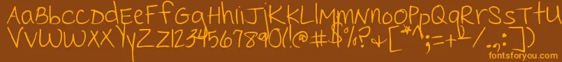 CedarvillePnkfun1Print Font – Orange Fonts on Brown Background