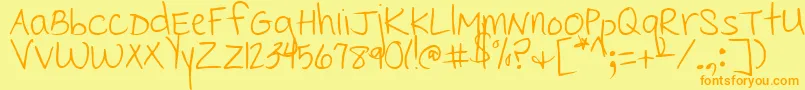 CedarvillePnkfun1Print-fontti – oranssit fontit keltaisella taustalla