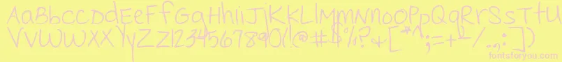 CedarvillePnkfun1Print-Schriftart – Rosa Schriften auf gelbem Hintergrund