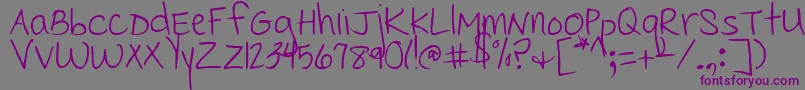 CedarvillePnkfun1Print-fontti – violetit fontit harmaalla taustalla