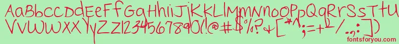 CedarvillePnkfun1Print Font – Red Fonts on Green Background
