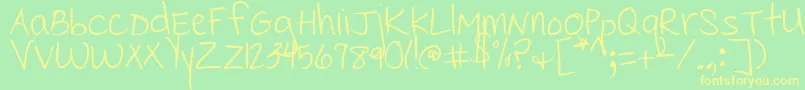 CedarvillePnkfun1Print Font – Yellow Fonts on Green Background