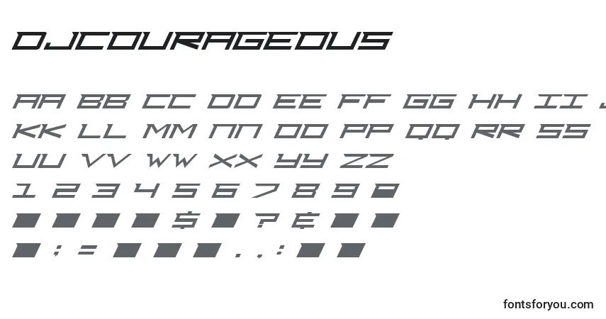 DjCourageous-fontti – aakkoset, numerot, erikoismerkit