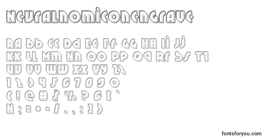 Czcionka Neuralnomiconengrave – alfabet, cyfry, specjalne znaki