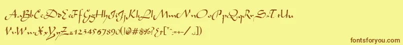 フォントArabianRegular – 茶色の文字が黄色の背景にあります。