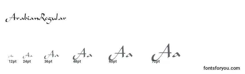 Размеры шрифта ArabianRegular
