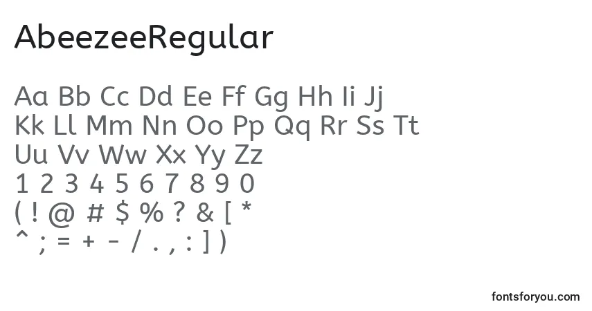 Schriftart AbeezeeRegular – Alphabet, Zahlen, spezielle Symbole