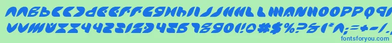 PuffAngelItalic-Schriftart – Blaue Schriften auf grünem Hintergrund