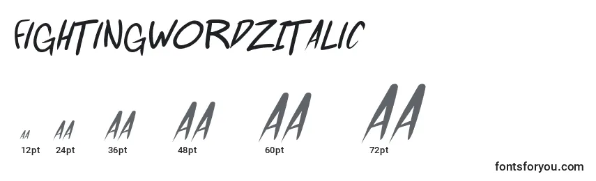 FightingWordzItalic Font Sizes