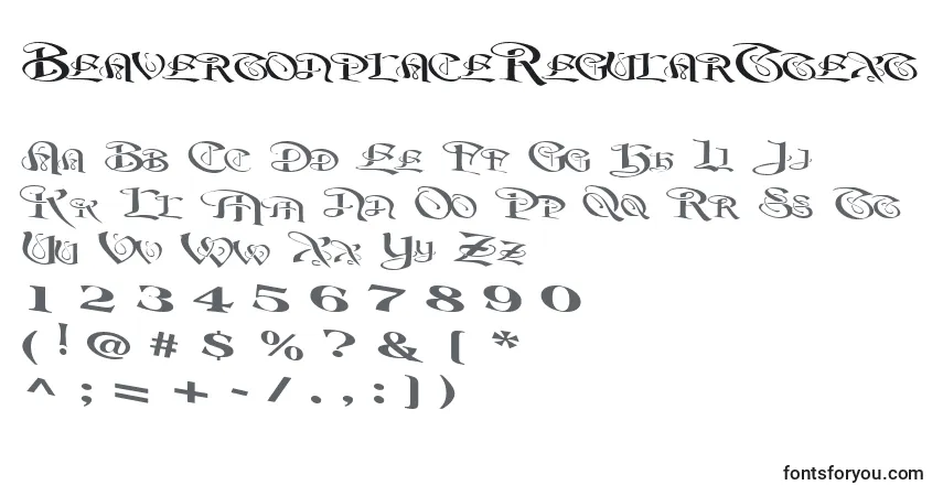 Czcionka BeavertonplaceRegularTtext – alfabet, cyfry, specjalne znaki