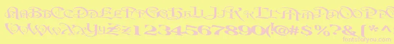 BeavertonplaceRegularTtext-fontti – vaaleanpunaiset fontit keltaisella taustalla