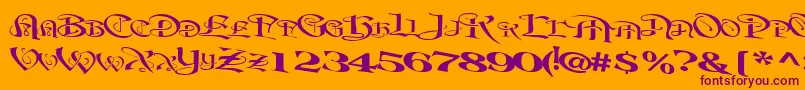 フォントBeavertonplaceRegularTtext – オレンジの背景に紫のフォント