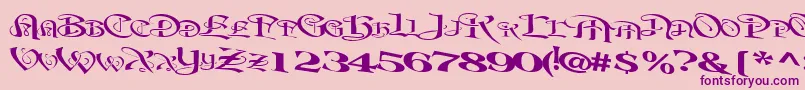フォントBeavertonplaceRegularTtext – ピンクの背景に紫のフォント
