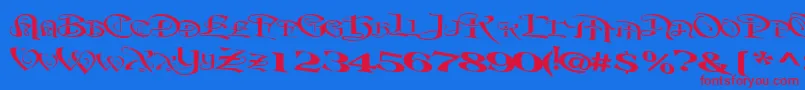 フォントBeavertonplaceRegularTtext – 赤い文字の青い背景
