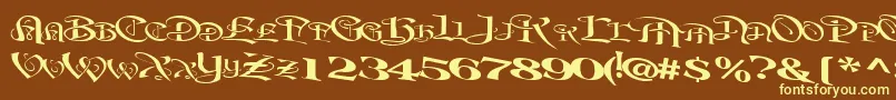 BeavertonplaceRegularTtext-fontti – keltaiset fontit ruskealla taustalla