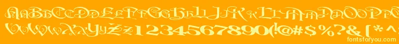 BeavertonplaceRegularTtext-Schriftart – Gelbe Schriften auf orangefarbenem Hintergrund