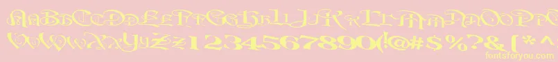 BeavertonplaceRegularTtext-Schriftart – Gelbe Schriften auf rosa Hintergrund