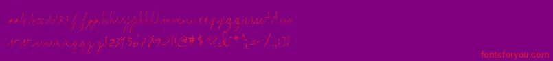 Internal.-Schriftart – Rote Schriften auf violettem Hintergrund