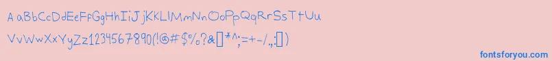 フォントAlexsWriting – ピンクの背景に青い文字