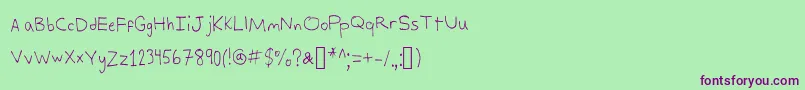 フォントAlexsWriting – 緑の背景に紫のフォント