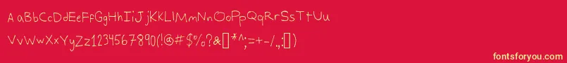 AlexsWriting Font – Yellow Fonts on Red Background