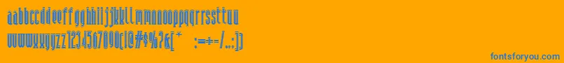 Andiron-Schriftart – Blaue Schriften auf orangefarbenem Hintergrund